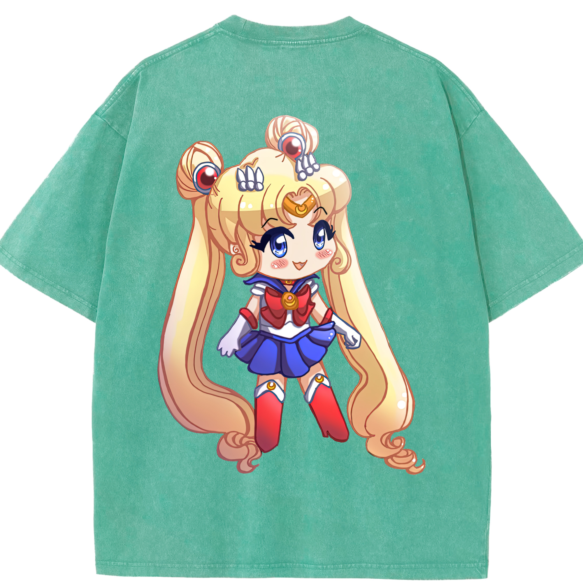 （画像用） 美少女戦士セーラームーン 月野 うさぎ つきの うさぎ Sailor Moon Tsukino Usagi 綿100% ヴィンテージ風 半袖Tシャツ（背面プリント）